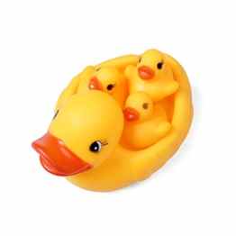 1 Set 4pcs Baby-Badezeit Badespielzeug Gummirennen Squeaky Ducks Entenküken Yellow