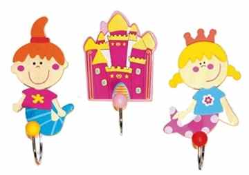 1 Stück – Garderobe – Garderobehaken – Kleiderhaken – für Kinder aus Holz u. Metall – Prinzessin / Kindergarderobe -