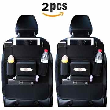 2 Auto Organizer Kick-Teppiche, easmatm PU-Leder Wasserdicht Sitz Rückseite Displayschutzfolien