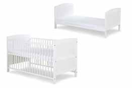 2 in 1 Gitterbett mit Schaum Matratze Gratis Babybett Kinderbett Juniorbett 140 x 70 cm Weiß umbubar ekmTRADE