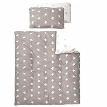 2 teiliges Bettwäsche Set Little Stars, moderne Applikationen • Kleinkind Kinder Bett Decke Kissen Baumwolle Sterne