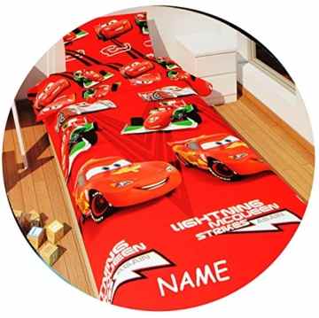 2 tlg. Set: Bettwäsche – “ Disney Cars – Lightning McQueen “ – 135 x 200 cm & 80 x 80 cm – Microfaser – für Jungen – Francesco Bernoulli / Rennwagen – Auto Fahrzeuge – Autos – Kinder 135×200 / Kinderbettwäsche -