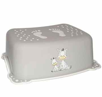 2 tlg. Set: Toilettensitz / Toilettenaufsatz / Sitzverkleinerer & ANTI RUTSCH – Trittschemel / Tritthocker / Kindersitz – “ Zebra – weiß “ – Kinderschemel & Kindertritt – groß – ideal als Erhöhung & Sitz – Kinderhocker – auch für Toilettentrainer – für Kinder Mädchen Jungen – Bad Kunststoff – Trittbank – Tiere -