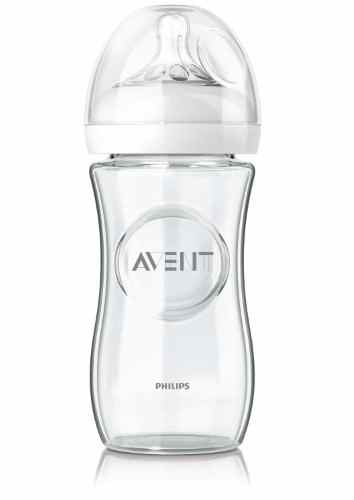 2 x Philips Avent Flasche aus Glas SCF673/17 / für je 240 ml / Sauger mit langsamen Nahrungsfluss & Blütendesign/ 0-12 Monate -