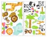 25-teiliges Safari Tiere Wandtattoo Set Giraffe Wandsticker Löwe Kinderzimmer jungle in 4 Größen (2x16x26cm mehrfarbig)