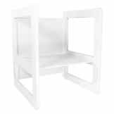 3 in 1 Multifunktionales Kindermöbel Set bestehend aus einem Multifunktionalen Tisch und einem Multifunktionalen Kinderstuhl oder ein Multifunktionales Nest von zwei Couchtischen oder Beistelltischen für Erwachsene, aus massivem Buchenholz Weiß Lackiert -
