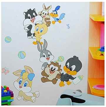 31 tlg. Set XL Wandtattoo Looney Tunes Baby – Wandsticker Babymotiv Babys Aufkleber Wandaufkleber – selbstklebend für Wohnzimmer und Kinderzimmer Deko Sticker -