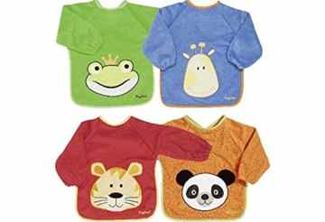 4 Stk. Playshoes Lätzchen mit Ärmel in blau, rot, grün und orange