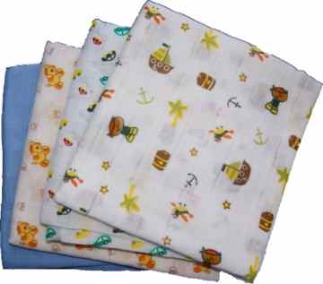 4 hübsche Spucktücher – Mullwindeln – 80×80 cm – für Jungen sortiert