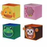 4er-Vorteils-Set Regalboxen, Aufbewahrungsbox für Kinder, 28x28x28 cm, 4 unterschiedliche und fröhliche Motive
