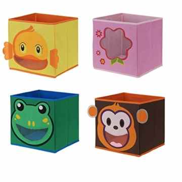 4er-Vorteils-Set Regalboxen, Aufbewahrungsbox für Kinder, 28x28x28 cm, 4 unterschiedliche und fröhliche Motive