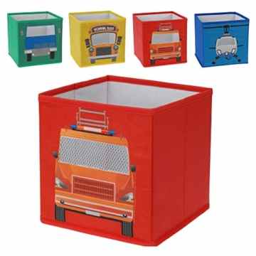 4er Set Aufbewahrungsbox Sortierbox Box Kiste Aufbewahrungskiste Regalboxen Aufbewahrung Kinder Kids Junge Jungs Auto Bus Schulbus Helikopter Heli -