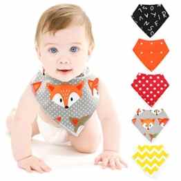 5 Stück Säugling/Kleinkinder Lätzchen Spucktuch aus reiner Baumwolle mit unterschiedlichen Muster und Farben. Neue Version