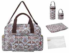 5 TEILE Set: Ecosusi Wickeltasche 44x26x13cm, Inklusive: Wickelunterlage, Schnullertasche, Flaschenköcher,transparentes Wäschefach