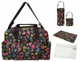5 TEILE Set: Ecosusi Wickeltasche 44x26x13cm, Inklusive: Wickelunterlage, Schnullertasche, Flaschenköcher,transparentes Wäschefach