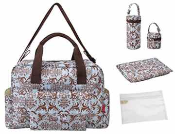 5 TEILE Set: Ecosusi Wickeltasche 44x26x13cm, Inklusive: Wickelunterlage, Schnullertasche, Flaschenköcher,transparentes Wäschefach