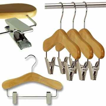 6 Holzkleiderbügel mit Klammern Natur Babymode ca. 25cm Hangerworld