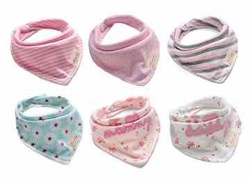 6 Stück Baby Bandana Sabberlätzchen Lätzchen mit verstellbaren Druckknöpfen für Jungen und für Mädchen im Geschenk-Set