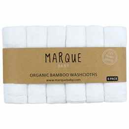 6 Stück Baby Waschlappen, keine Farbstoffe kuschelweichem 100% Bambus Baumwolltuch 25x25cm weiß, von Marque