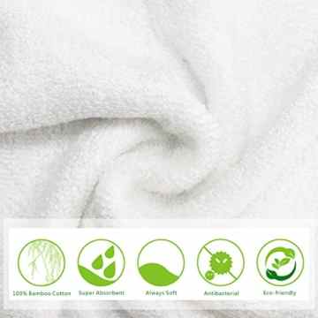 6 Stück Baby Waschlappen, keine Farbstoffe kuschelweichem 100% Bambus Baumwolltuch 25x25cm weiß, von Marque -