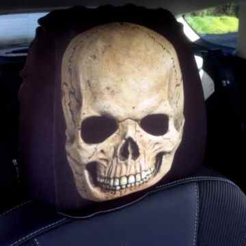 AUTO SITZ KOPF REST ABDECKUNGEN 2 PACKUNG BRAUN TOTENKOPF DESIGN MADE IN YORKSHIRE