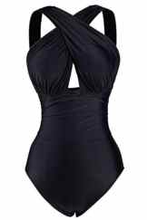 Aidonger Damen Badeanzug mit X-Form Ausschnitt bauchweg Monokini, S-2XL