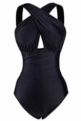 Aidonger Damen Badeanzug mit X-Form Ausschnitt bauchweg Monokini, S-2XL