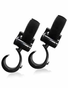 Ailiebhaus 2er universale Kinderwagen Haken Baby Kleiderbügel Halter,ideal zum anbringen an Ihrem Kinderwagengriff oder anderen Stangen,Schwarz (Schwarz)