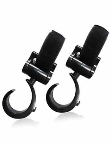 Ailiebhaus 2er universale Kinderwagen Haken Baby Kleiderbügel Halter,ideal zum anbringen an Ihrem Kinderwagengriff oder anderen Stangen,Schwarz (Schwarz)