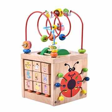 Aktivität Würfel Perle Labyrinth Spielzeug-Acwenie 7 in 1 Spielzentrum Holz Spielzeug Für Kinder und Babys,Einschließlich 7 Spieles in 1 Set