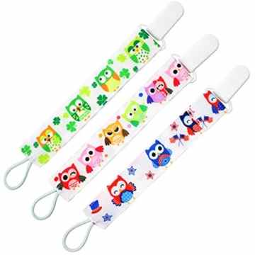 Almondcy Dummy Clip 3 Packs – Moderne 2-seitige stilvolle Design – Best Schnuller Holder für Mädchen und Jungen