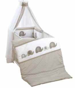 Alvi Bettset 4-tlg. mit Druckmotiv Elefanten Baumwolldruck Elefant Größe 100×135 cm (40×60 cm)