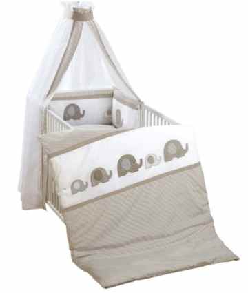 Alvi Bettset 4-tlg. mit Druckmotiv Elefanten Baumwolldruck Elefant Größe 100×135 cm (40×60 cm)
