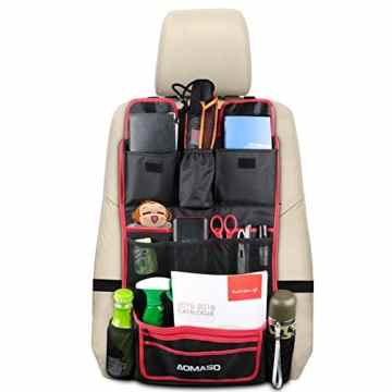 Aomaso Auto Organizer Ruecksitz Organizer Rücksitz Organizer Auto Rücksitzorganizer und Schutz, Viele Taschen Autozubehör und Fußmatte