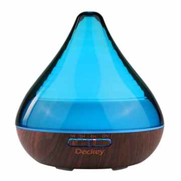 Aroma Diffuser Deckey 300ml luftbefeuchter mit 7 Farbstufe 2 einstellbarem Nebelausstoß Duftlampe Duftzerstäuber für Yoga Salon Spa Aromatherapie Schlafzimmer Baby Kinderzimmer Hotel(Walnuss)