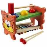Arshiner Hammerbank Xylophon und Hammerspiel Kinder Klopfen Spielzeug Percussionset Baby Schlagzeug Spielzeug verbindet mit Musiktaste Selecta Battino Süßer Tigermuster