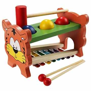 Arshiner Hammerbank Xylophon und Hammerspiel Kinder Klopfen Spielzeug Percussionset Baby Schlagzeug Spielzeug verbindet mit Musiktaste Selecta Battino Süßer Tigermuster