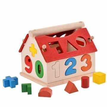 Arshiner Steckhaus Steck Bausteinen mit Würfel Anzahl aus Holz 20 tlg. Lernen Pädagogisch Spielzeug