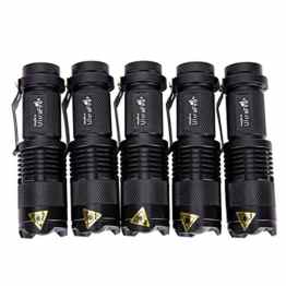 Asvert 5 Pack Handheld Mini LED Taschenlampe 3 Mode Blitzlicht Torch Taktische Lampe 300LM Zoomable Lichter