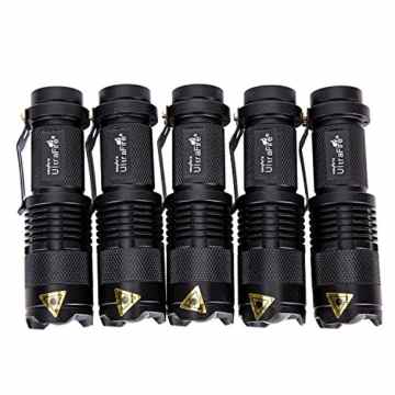 Asvert 5 Pack Handheld Mini LED Taschenlampe 3 Mode Blitzlicht Torch Taktische Lampe 300LM Zoomable Lichter