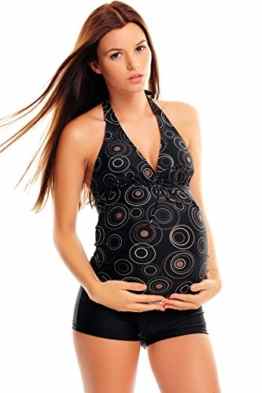 Attraktiver Schwangerschafts-Tankini mit Hotpants/ Bikinihose im individualen Look von Octopus. verstellbare Träger / Umstands-Tankini f3002