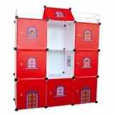 Aufbewahrungsboxen Kinder-Schloß Kinder kleiderschrank Spielzeug Kästen Bücherregal Organisator Rotes Schloss Flur Schrank Badschrank Hoch Regal Garderoben mit 2 Kleiderstange