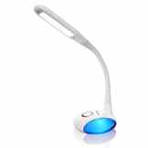 BESTEK 5W Dimmbare Akku LED Schreibtischlampe Tischleuchten mit Magischer RGB Atmosphäre in Lampefassung, Augenschutz, Touchfeld, 3 Helligkeitsstufen, Kabellos, Energiesparend, Weiß