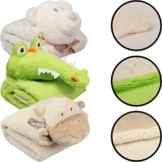 BIECO Kuscheldecke / Fleecedecke ( Mit KUSCHELTIER-KOPF) Decke Kind (100 x 70 cm)