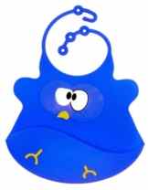 BOMIO Silikon Latz Vogel | Lätzchen mit praktischer Auffangschale | für Babys und Kleinkinder | wasserdicht, leicht abwaschbar, spülmaschinenfest | kindgerechte Tiermotive | geprüft nach EN 71