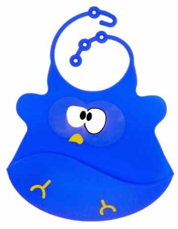 BOMIO Silikon Latz Vogel | Lätzchen mit praktischer Auffangschale | für Babys und Kleinkinder | wasserdicht, leicht abwaschbar, spülmaschinenfest | kindgerechte Tiermotive | geprüft nach EN 71