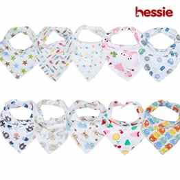 Baby Bandana Lätzchen Drool / Burpy Lätzchen Unisex 10er Pack Multicolor, 100% Baumwolle, Neugeborenes Baby Shower Geschenk für Zahnen und Spülen, weich und saugfähig, maschinenwaschbar und Fleckschutz