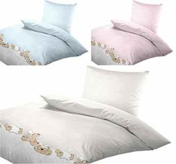 Baby Baumwoll Bettwäsche Vichy Karo mit Teddy’s 100×135 + 40×60