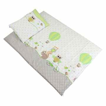 Baby Bettwäsche 2 tlg. Set 100% Baumwolle Bettset Kinderbettwäsche Eulen- Tiermotiv Babybettwäsche 100×135 cm