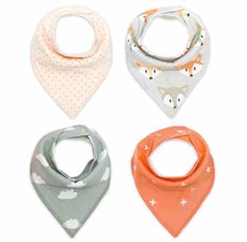Baby Dreieckstuch Lätzchen 4er Pack Halstuch Spucktuch Lätzchen mit Druckknopf für Baby Jungen und Mädchen Kleinkinder Saugfähig Weich Größenverstellbar